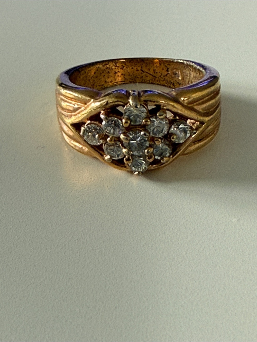 Vintage Gold tone and clear cz Ring size 5